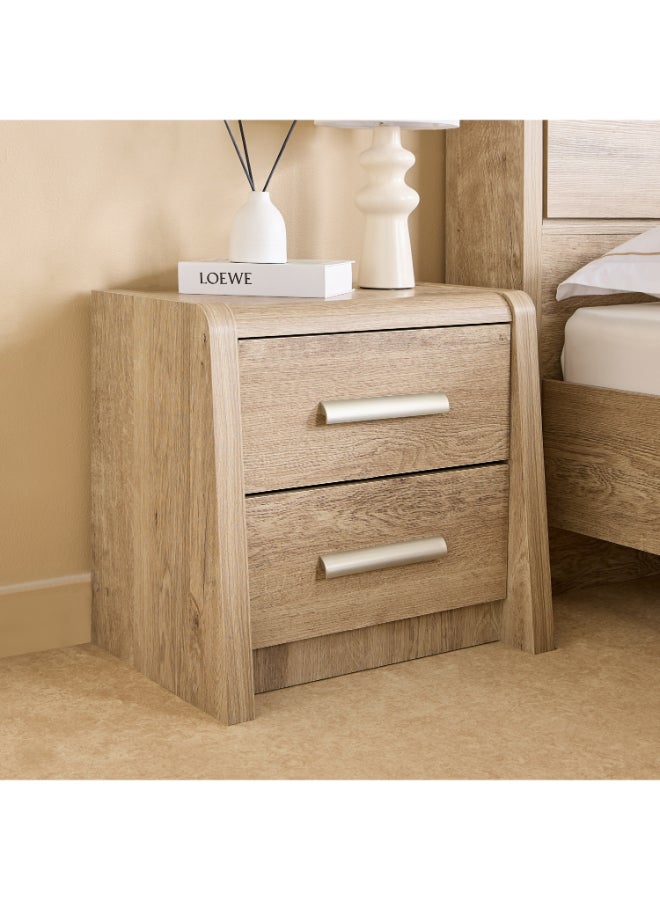 Home Box Curvy Nightstand with 2 Drawers in Light Wood - Image 1